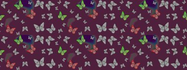 Klasik tarzda hem de. Kahverengi arka planda izole edilmiş suluboya kelebekler. Çocuk için bahar paleti olan güzel raster kelebeği. Raster illüstrasyonu.