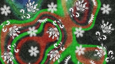 El çizimi. Raster illüstrasyonu. Çiçekli, yapraklı, çiçek desenli çizim..