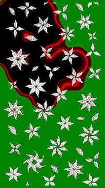 Yeşil renkli şirin tekstil. Çiçek arkaplan. Renkli çizim kalıbı. Çiçek duvar kâğıdı. Raster illüstrasyonu.