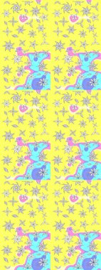 Sarı renkli çiçekler. Raster düz çiçek çizim deseni. Tasarım hediye paketi, tebrik kartları, posterler ve afiş tasarımı.