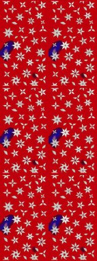 Çok renkli küçük çiçekler ve kırmızı renkli komik böcekler, raster desen, illüstrasyon.