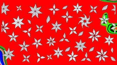 Çiçek desenli eskiz, darbeler, sıçramalar, yaz çiçekleri. Raster illüstrasyonu. Kırmızı renkte çiçekler.