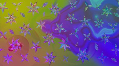 Raster. Renkli Bahar Teması eskiz kalıbı. Düz Çiçek Elementleri Tasarımı.