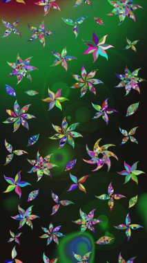 Raster Çiçek İllüstrasyonu 'nun şirin tekstili. Gri renkli etnik çiçeklerle zarif eskiz deseni.