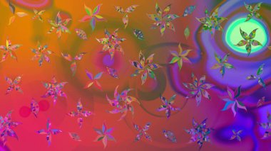 Klasik çiçek tasarımı elementleri. Raster illüstrasyonu. Kahverengi kıvırcık çiçekler kahverengi renklerde şekillenir.