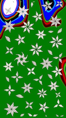 Renkli Bahar Teması eskiz kalıbı. Raster. Düz Çiçek Elementleri Tasarımı.