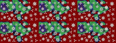 Kırmızı renkte etnik çiçeklerle süslenmiş zarif bir eskiz şekli. Raster Çiçek İllüstrasyon Şirin Tekstil.