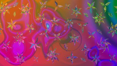 Raster illüstrasyonu. Mor renklerde. Çiçekli güzel suluboya desen.