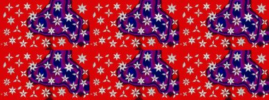 Gömlek, arka plan modelini çiz. Tropik çiçekler. Kırmızı renkte çiçekler.