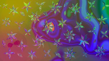 Chichi 'nin kumaş kalıbını çiz. Raster illüstrasyonu. Düz Çiçek Elementleri Tasarımı. Çiçek deseni. Renkli Bahar Teması çizim şablonu.