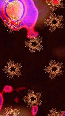 Yüzey için tekrarlanan doku, ambalaj kağıdı, siyah, kahverengi ve kırmızı renkte kar tanesi. Kış kar taneleri, raster arka plan.