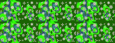 Raster illüstrasyonu. Çizim kalıbı. Organik motif arka planı. Ultraviyole kumaş deseni.