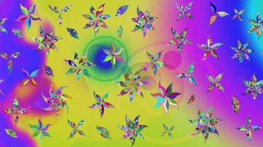 Robot resim. Motley illüstrasyonu. Çiçekli yaz çiçekleri. Moda baskıları için zarif bir şablon. Küçük renkli çiçekler. Küçük çiçekte şirin desenler.