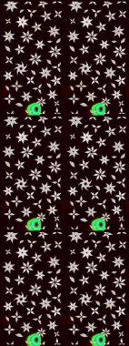 Kumaş desenli papatya çiçeği detayı. Siyah renkte çiçekler.