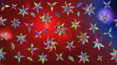 Kabile sanatı boho baskısı, klasik çiçek arkaplanı. Soyut etnik raster çizim kalıbı. Arkaplan dokusu, duvar kağıdı, kırmızı renkli çiçek teması.