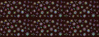 Soyut etnik raster çizim kalıbı. Vadinin çiçekleri kahverengi renklerde. Çiçekler..