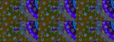 Parlak renkli çiçekleri ve kahverengi renkli yaprakları olan harika bir çiçek deseni. Moda baskıları için zarif bir şablon. Halk tarzı. Modern çiçek arkaplanı.