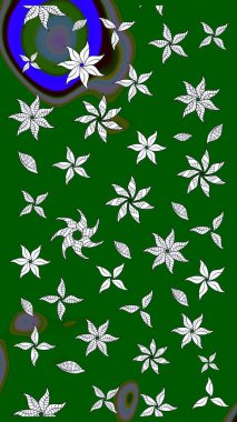 Çiçekleri, deniz kabukları, mandalaları ve suluboya efektleriyle donanma geçmişi. Yatak çarşafları, ceket, paket tasarımı, kumaş ve moda kavramları için tekstil baskısı. Çizim kalıbı etnik tasarım.