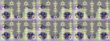 Gri, nötr ve bej renkli kar taneleri. Renkli arka planda izole tatlı kar taneleri. Raster illüstrasyonu.