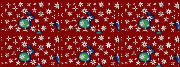 Renkli Yaz Temalı eskiz kalıbı. Kırmızı renkte çiçekler. Düz Çiçek Elementleri Tasarımı. Raster illüstrasyonunda çiçek deseni çizimi.