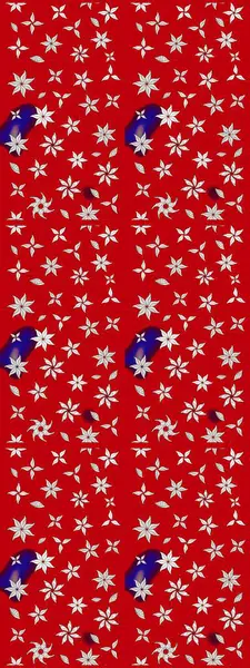 Çok renkli küçük çiçekler ve kırmızı renkli komik böcekler, raster desen, illüstrasyon.