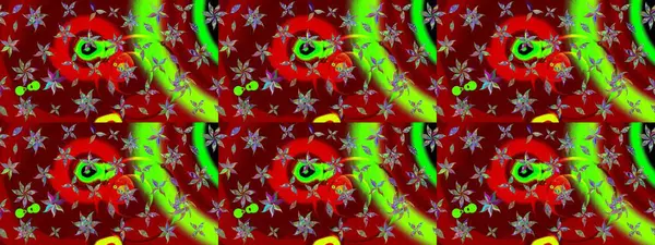 Raster. Kırmızı renkte güzel çiçekler, suluboya desenli eskiz deseni, duvar kağıdı, kart veya kumaş için fayanslı..