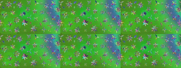 Renkli Bahar Teması eskiz kalıbı. Çiçek desenli eskiz. Yeşil renkli çiçekler. Düz Çiçek Elementleri Tasarım Raster illüstrasyonu.