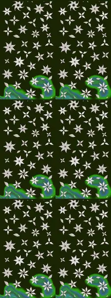 Çiçek ve yapraklı karalama şeklinde Raster çiçek deseni. Raster illüstrasyonu. Gri renkte bahar çiçekleri..