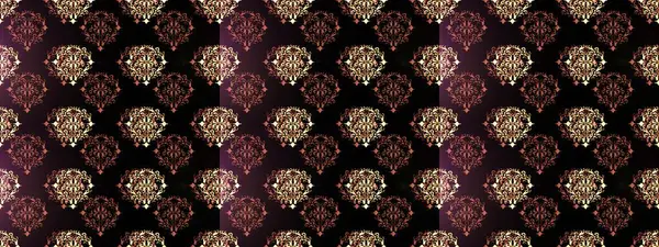 Altın elementlerle siyah, kahverengi ve gri renklerde altın pürüzsüz desen. Kusursuz damaske klasik altın desen. Tekrarlayan elementlerle soyut arkaplan oluşturun. Raster illüstrasyonu.