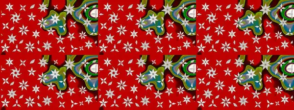 Klasik tropikal doğal elementlerin suluboya seti. Egzotik çiçekler, kırmızı renkte botanik parlak klasik doğa. Raster illüstrasyonu.