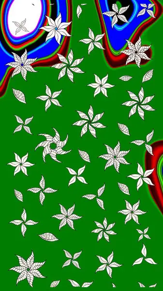 Renkli Bahar Teması eskiz kalıbı. Raster. Düz Çiçek Elementleri Tasarımı.