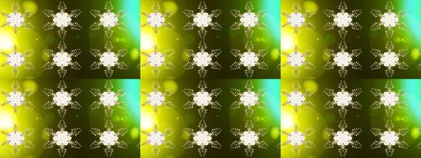 Kar taneleri radyal altın renkler verir. Renkli arka planda güzel kar taneleri. Raster illüstrasyonu..