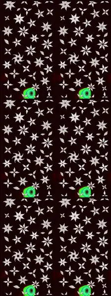 Kumaş desenli papatya çiçeği detayı. Siyah renkte çiçekler.