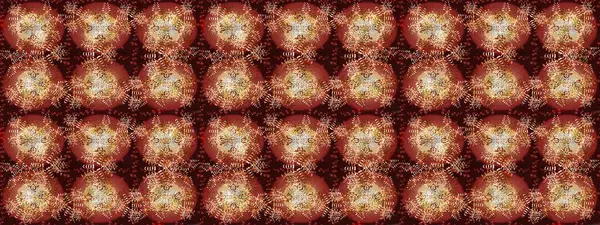 Raster illüstrasyonu. Noel kahverengisi, kırmızı ve bej rengi. Sihirli kahverengi, kırmızı ve bej tatil soyut arka plan yıldız ve düşen kar taneleri.