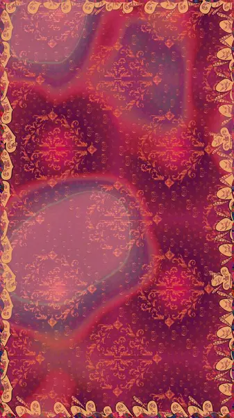 Kumaş, tekstil, duvar kağıdı baskısı için. Raster illüstrasyonu. Kusursuz bir geçmişi var. Renkli şal desenli, kırmızı çiçekli ve dekoratif elementli kusursuz desen. Antika retro tarzı.