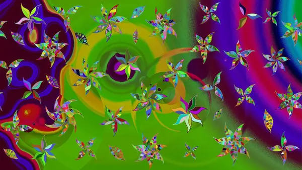 Çocuk stili. Renkli Bahar Teması eskiz kalıbı. Düz Çiçek Elementleri Tasarımı. Çiçekli çizim raster arkaplanı.