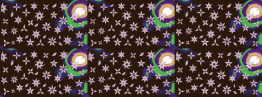 Kahverengi çiçekli eskiz deseni, suluboya çiçek deseni, sevimli çiçek, duvar kağıdı, kart veya kumaş için fayanslı. Raster - stok.