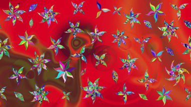 Raster deseni. Sanat, çiçeklere ilham veriyor ve arka planda bırakıyor. Kırmızı el çizilmiş desen. Karalama çiçekleri çizim deseni.