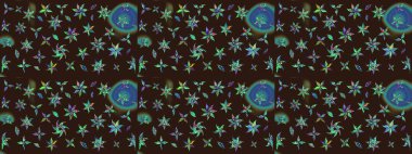 Raster illüstrasyonu. Kahverengi renkli çiçekler. Asya tekstil tarzında. Raster illüstrasyonu. Çiçek desenini çiz.