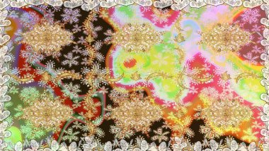 Kusursuz raster arka plan. Şık bir grafik desen. Tarafsız renklerde altın elementler. Duvar kâğıdı barok, İspanyol kumaşı. Çiçek deseni.