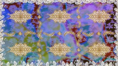 Raster geleneksel altın pürüzsüz deseni nötr renklerde. Barok tarzında kusursuz bir doğulu süsü..