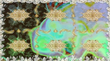 Barok tarzında altın çiçekli süs. Antika altın tekrarlanabilir duvar kağıdı. Tarafsız renklerde altın element. Damask pürüzsüz tekrarlama deseni.