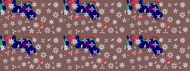 Kahverengi renklerde. Raster illüstrasyonu. Çiçekli güzel suluboya desen.