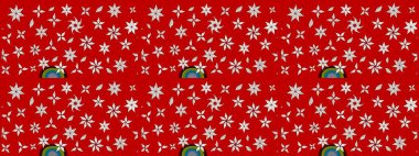 Raster illüstrasyonu. Kırmızı renkte sevimli çiçekler. Moda baskısı, albüm, ambalaj kağıdı ve duvar kağıdı için zarif dekoratif süslemeler. Küçük çiçekli basit bir çiçek çizimi..