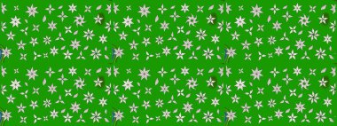 El çizimi çiçek unsurları olan soyut çizim raster deseni. Retro tekstil tasarım koleksiyonu. Yeşil yeşile. Çiçekli ipek eşarp. 1950 'ler-1960' lar motifleri.