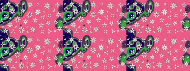 Pembe renkli çiçekler. Raster illüstrasyonu. Tropikal çizim çiçek deseni.