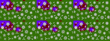 Çiçeksel çizim kalıbının yansıması. Vadinin yeşil renkli çiçekleri.