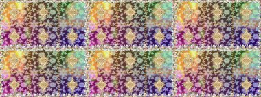 Kusursuz desenli altın elementler. Tarafsız renklerde Royal retro. Altın şablon. Raster illüstrasyonu. Klasik çiçek dokusu. Kart, duvar kağıdı, ambalaj, tekstil için klasik tasarım.