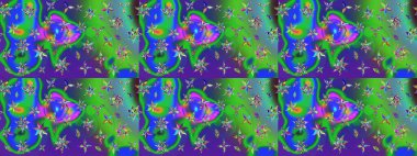 Raster illüstrasyonu. Şirin çiçekli eskiz deseni ve yeşil renkli yapraklar, suluboya çiçek deseni, duvar kağıdı, kart veya kumaş için fayanslı.