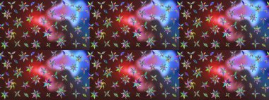 Güzel karalamalı çiçek desenli çizim. Küçük çiçekteki sevimli çiçek deseni. Raster illüstrasyonu. Güzel kumaş deseni.